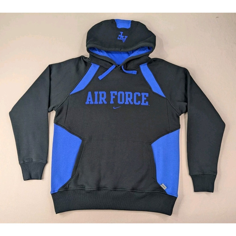 Nike Air Force Falcons Team Hoodie Center Swoosh Mens Medium Black Blue Y2K NEW